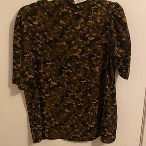 Calvin Klein Black and Brown Patterned Top